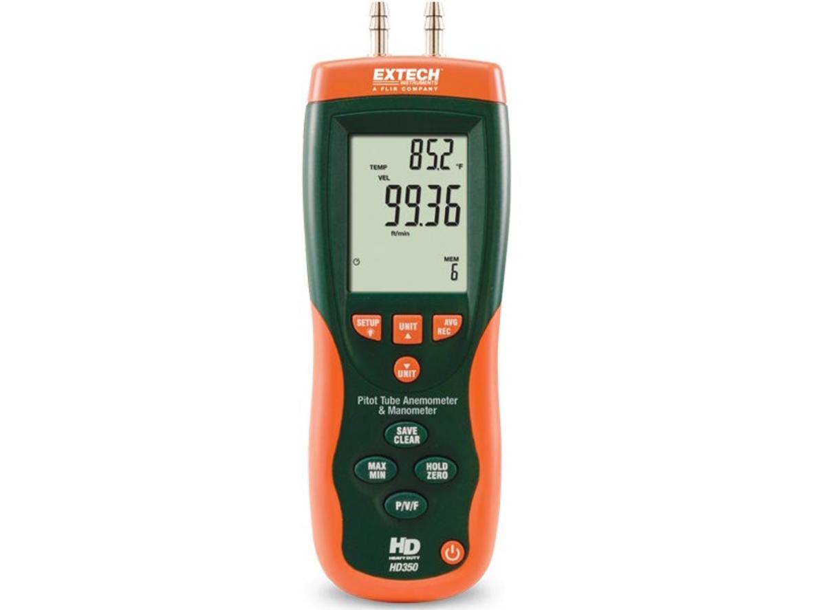 Tổng quan Máy đo tốc độ gió, áp suất chênh lệch đường ống Extech HD350 (± 0.7252 psi, 80 m/s)