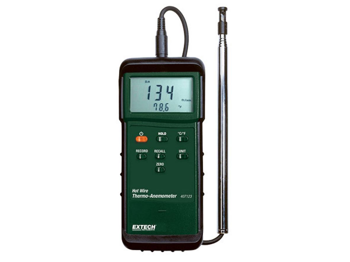 Tổng quan Máy đo tốc độ gió, nhiệt độ gió Extech 407123 (0 - 20m/s)
