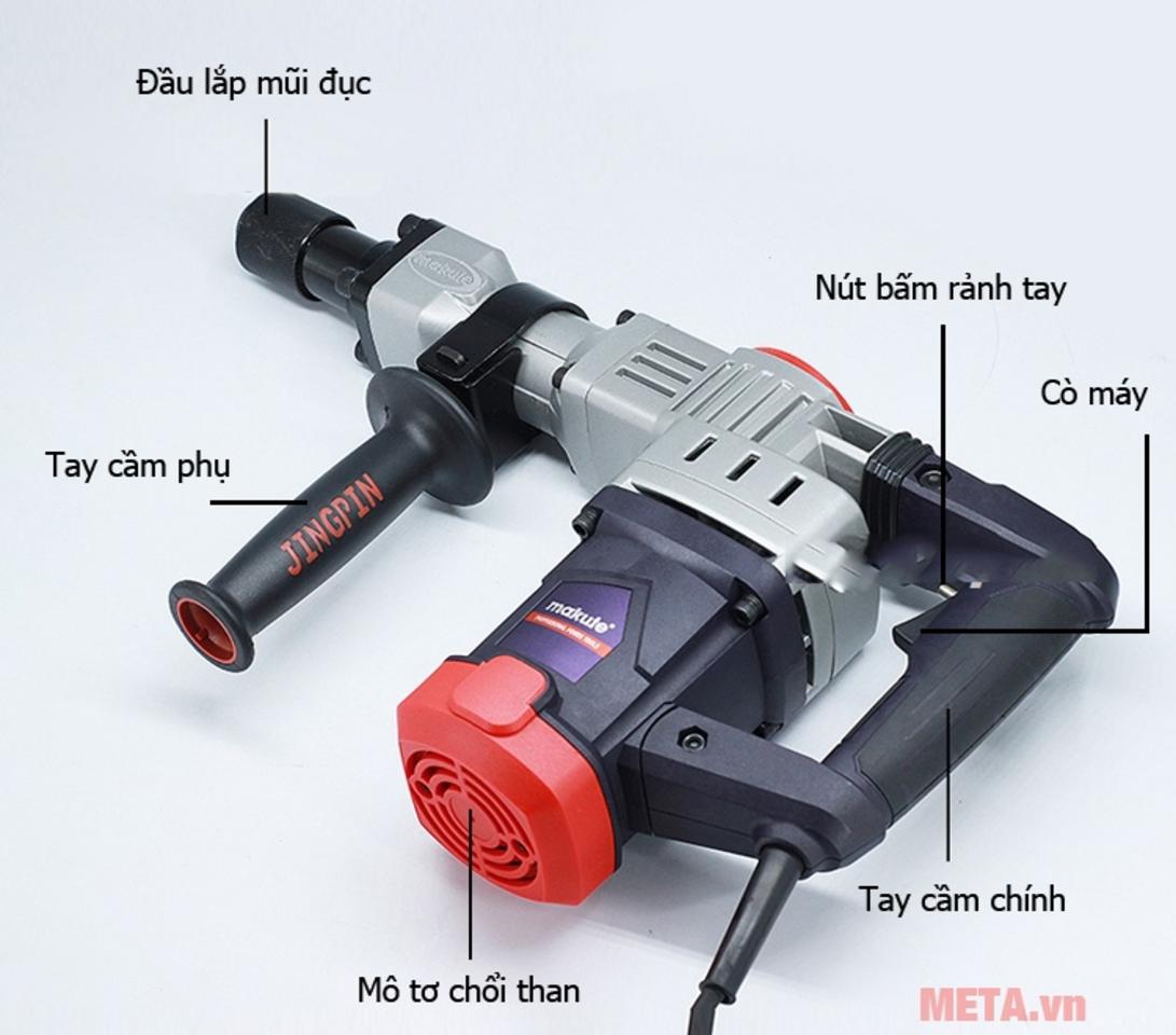 Công suất 1.900W giúp đục phá nhanh và ổn định.