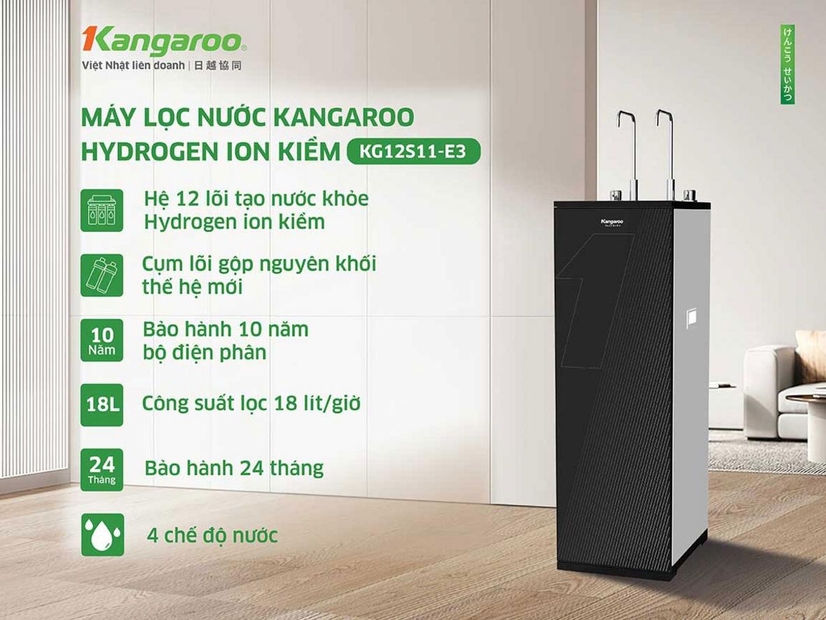 Tổng quan Máy lọc nước Kangaroo Hydrogen ion kiềm nóng lạnh KG12S11-E3