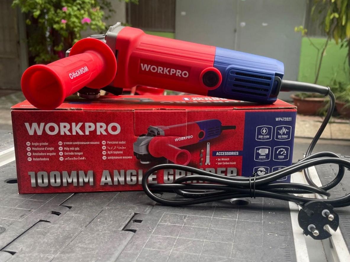 Tổng quan Máy mài góc Workpro WP472021 (Công tắc đuôi, 100mm, 680W)
