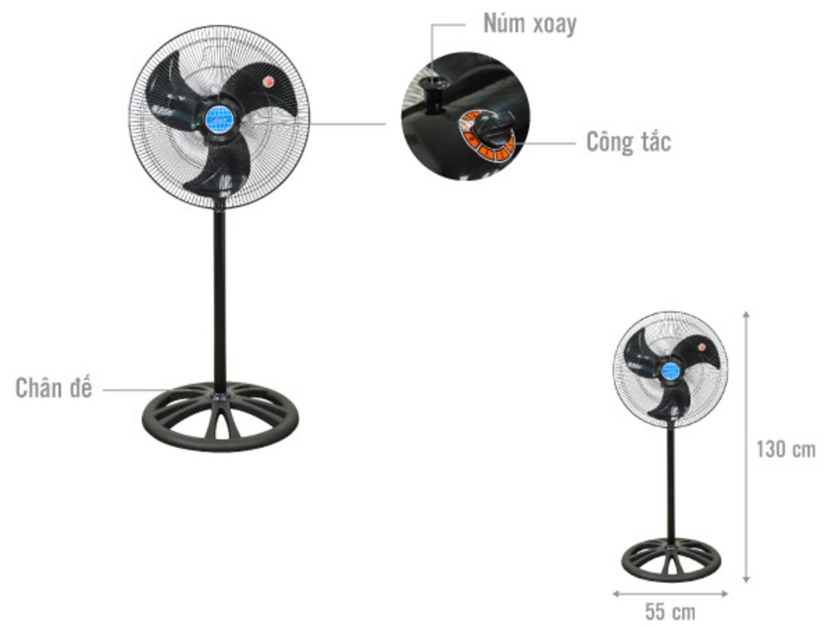 Mô tơ đồng 132-133W cho sức gió mạnh và độ bền cao.