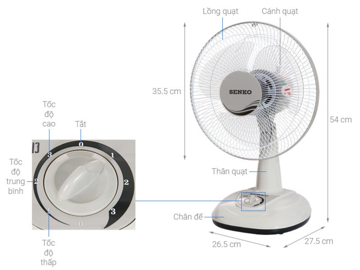 Motor bạc thau bền bỉ giúp quạt chạy êm và ổn định.