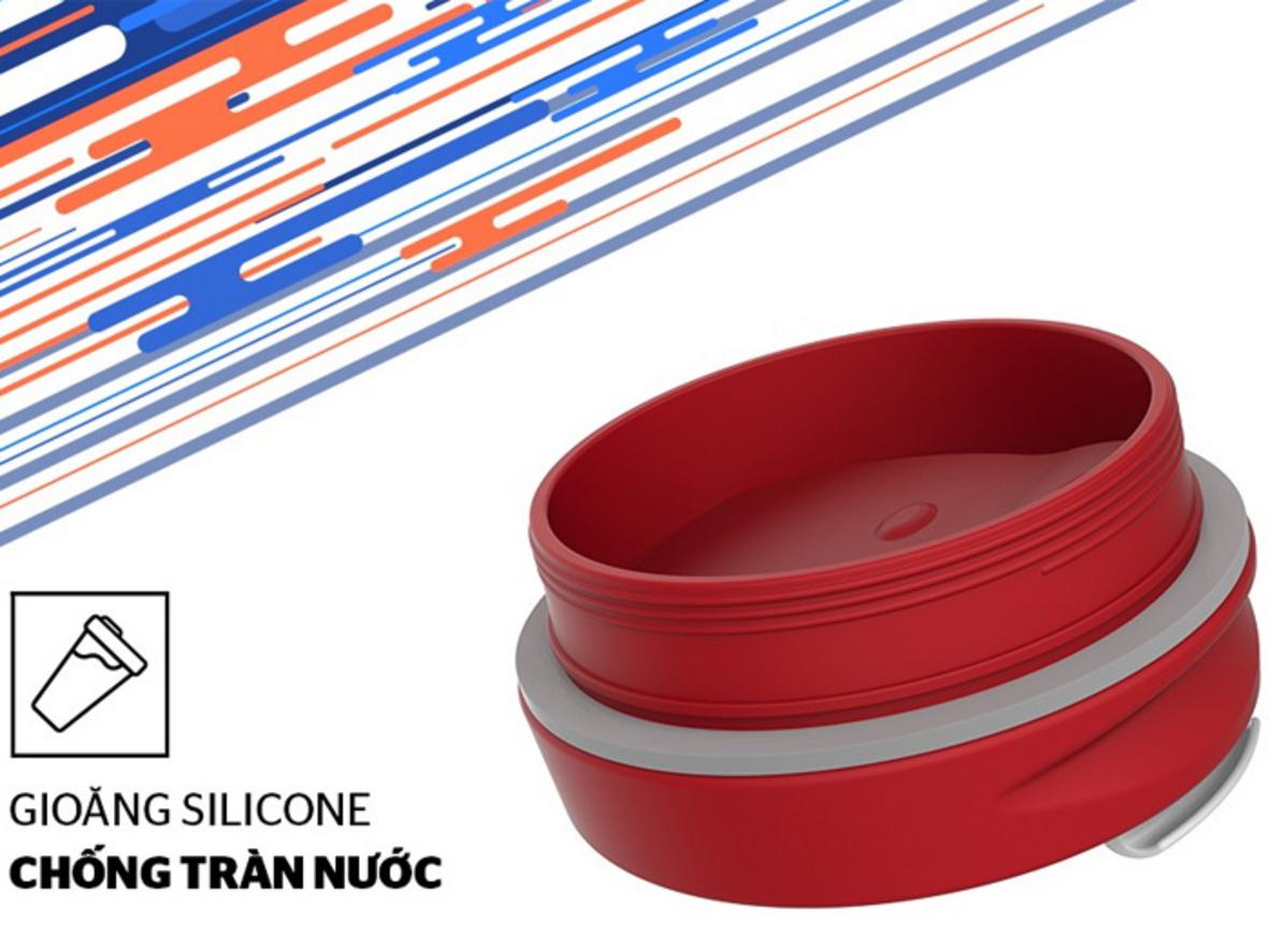 Nắp gioăng silicone giúp hạn chế tràn đổ khi mang theo.