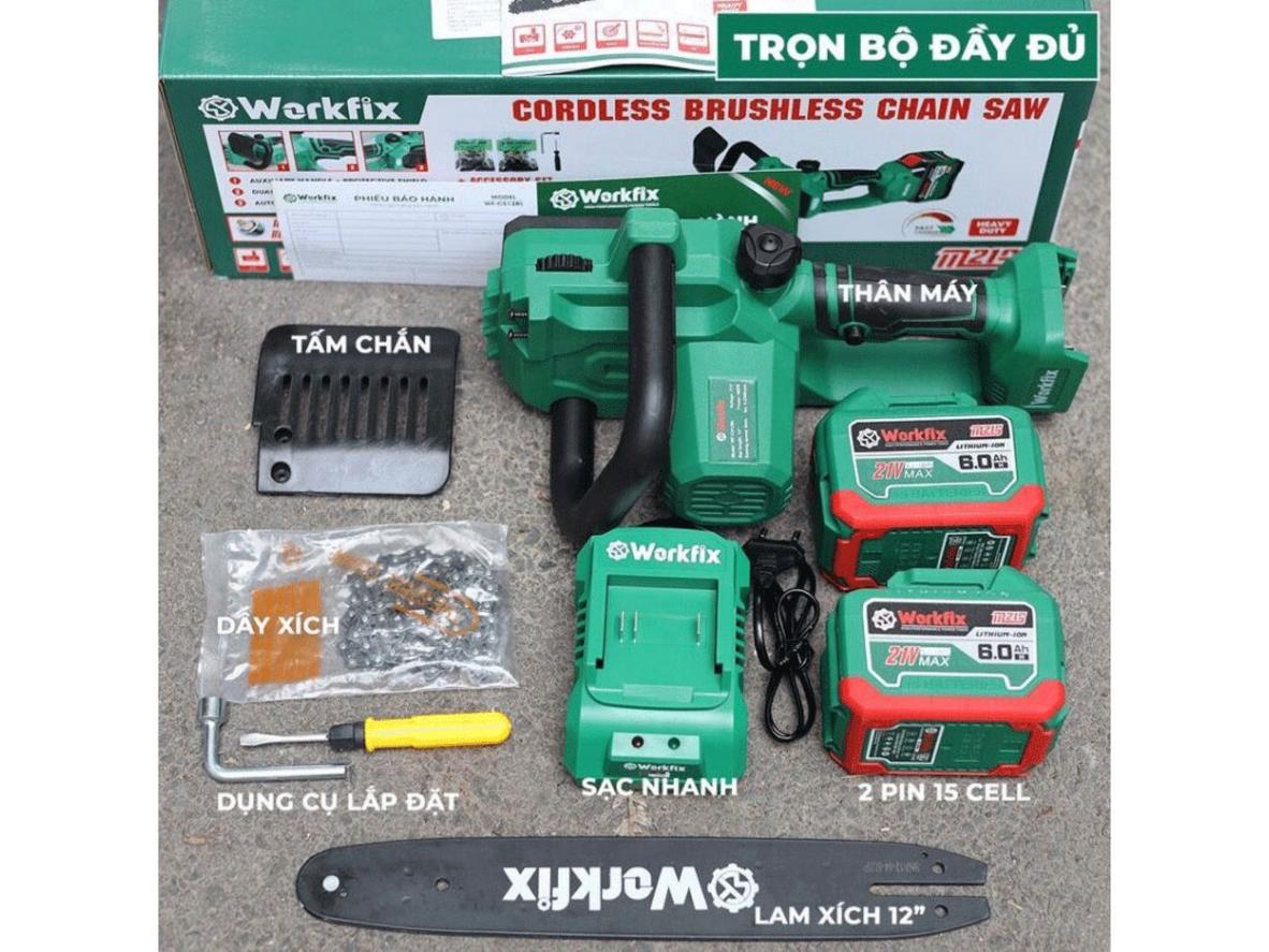 Pin 21V và chân pin phổ thông giúp sử dụng cơ động, linh hoạt.
