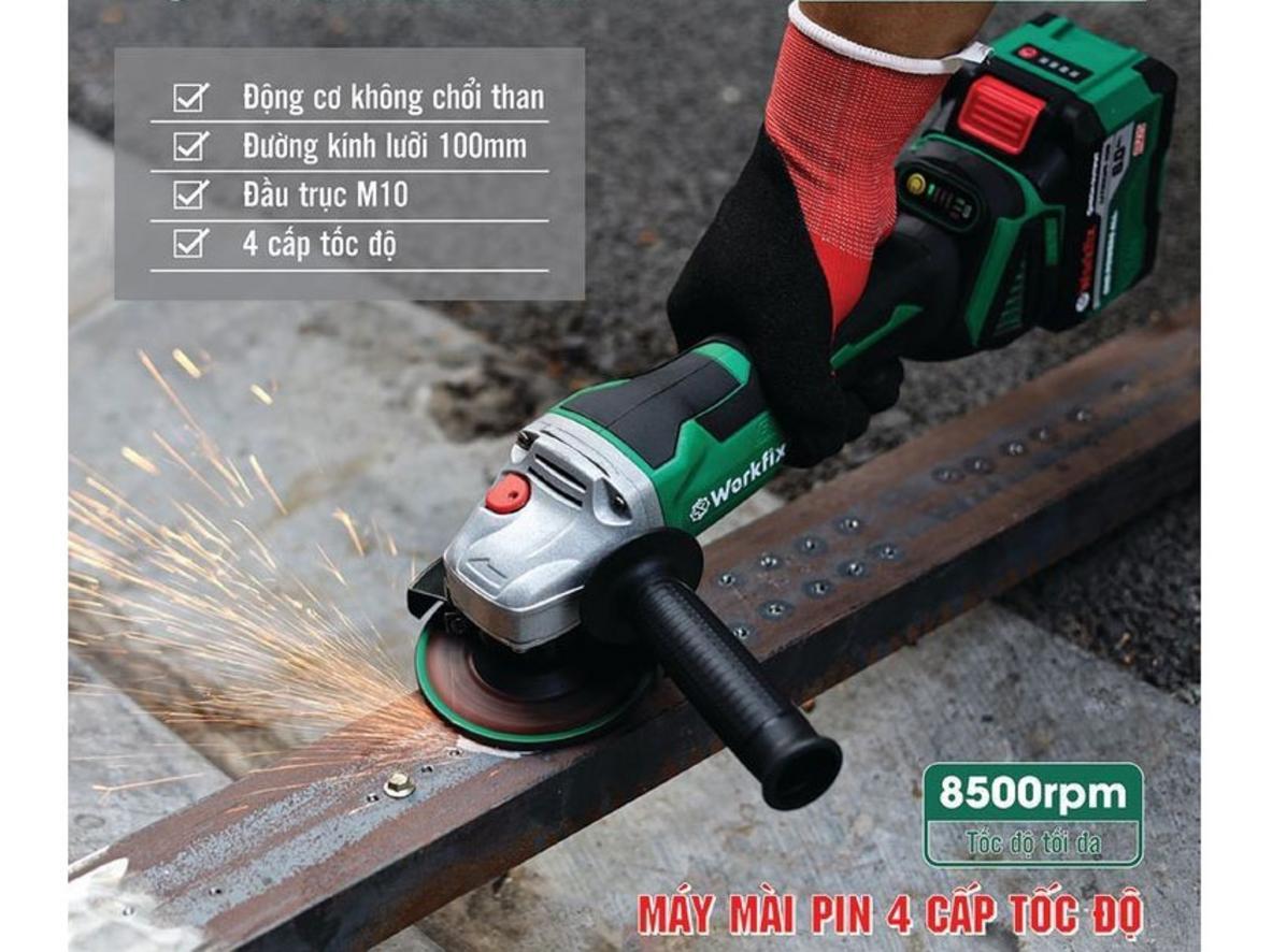 Pin 21V và chân pin phổ thông giúp sử dụng linh hoạt.