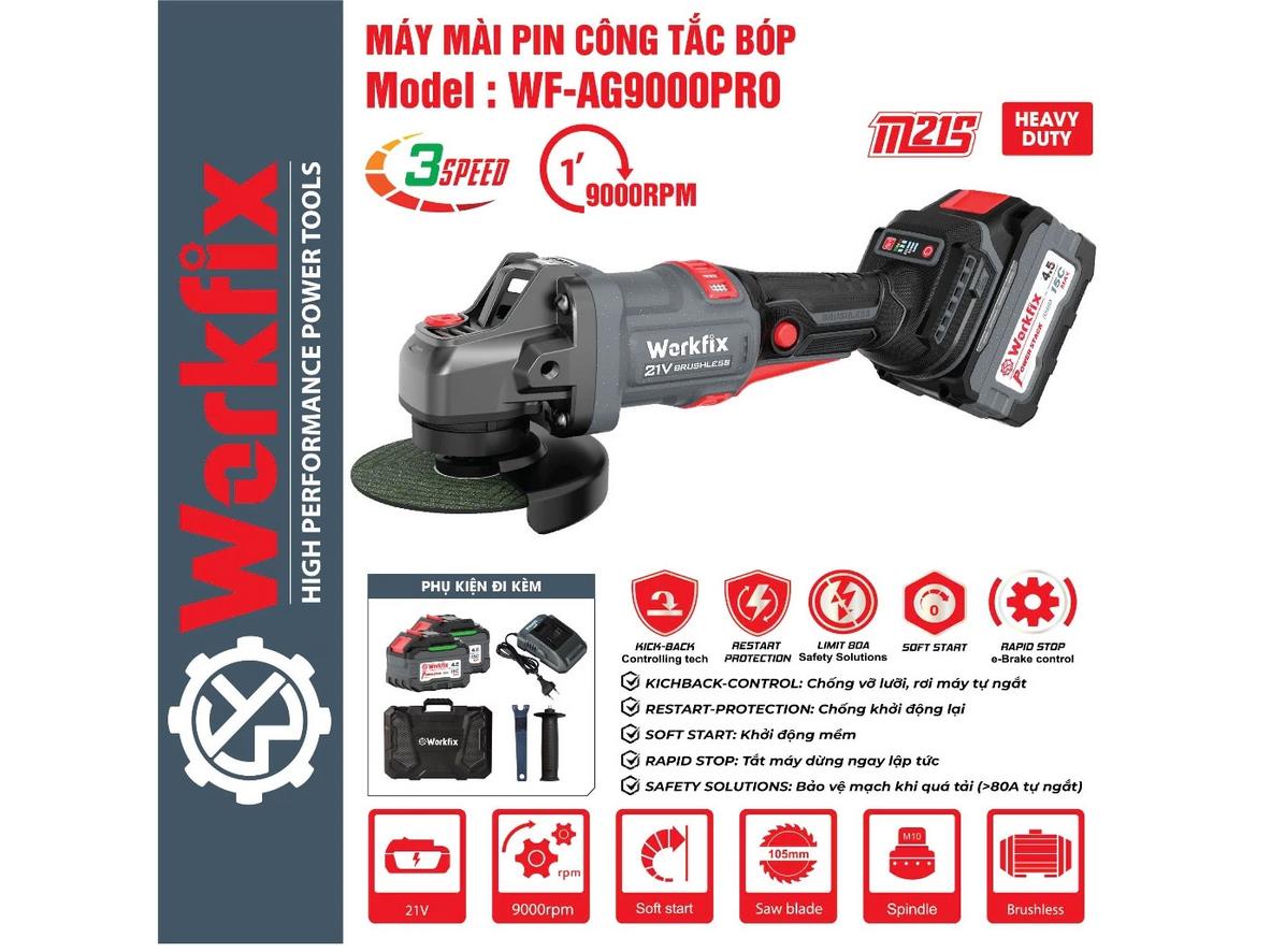 Pin 21V, đĩa 100mm và tốc độ mạnh cho mài cắt linh hoạt