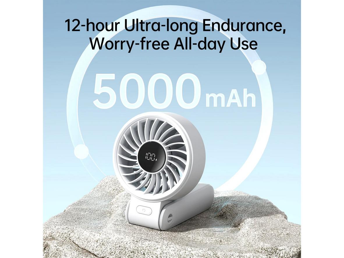 Pin 5000mAh và màn hình LED giúp theo dõi pin, tốc độ gió dễ dàng.
