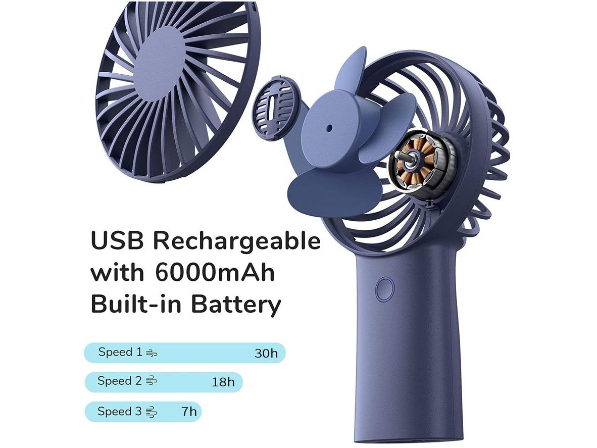 Pin 6000mAh giúp quạt dùng lâu hơn trong ngày.
