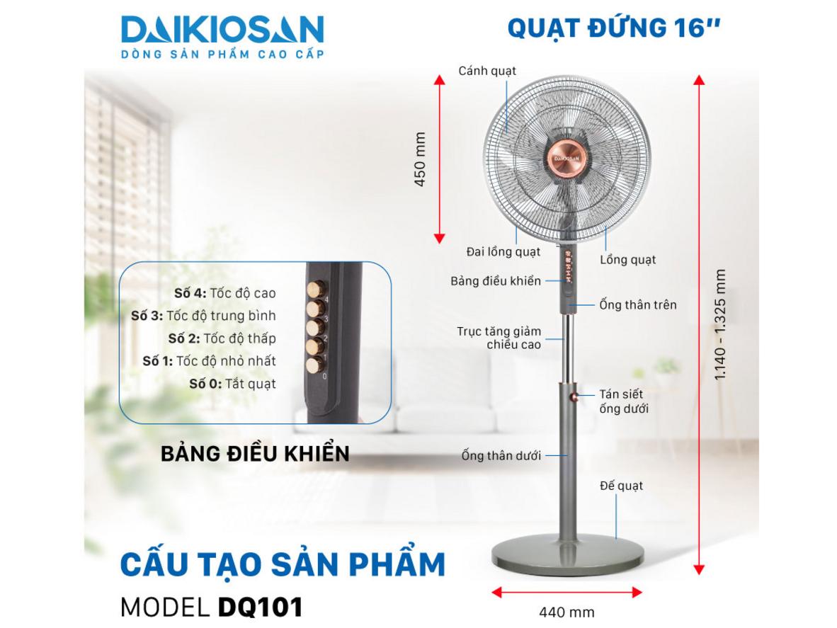 Tổng quan Quạt điện đứng lifestyle Daikiosan DQ101