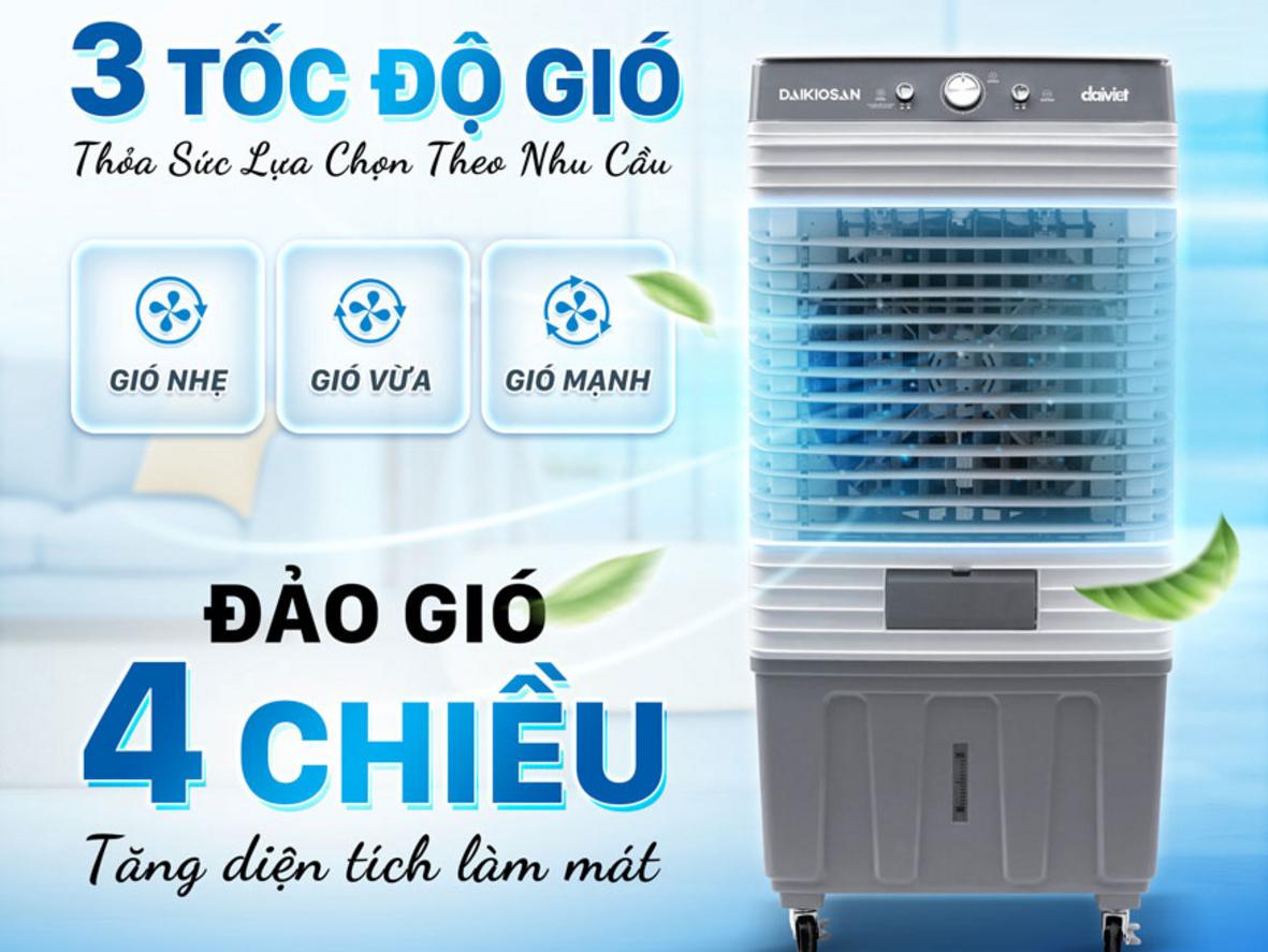 2 hộp đá khô và 3 tốc độ gió linh hoạt