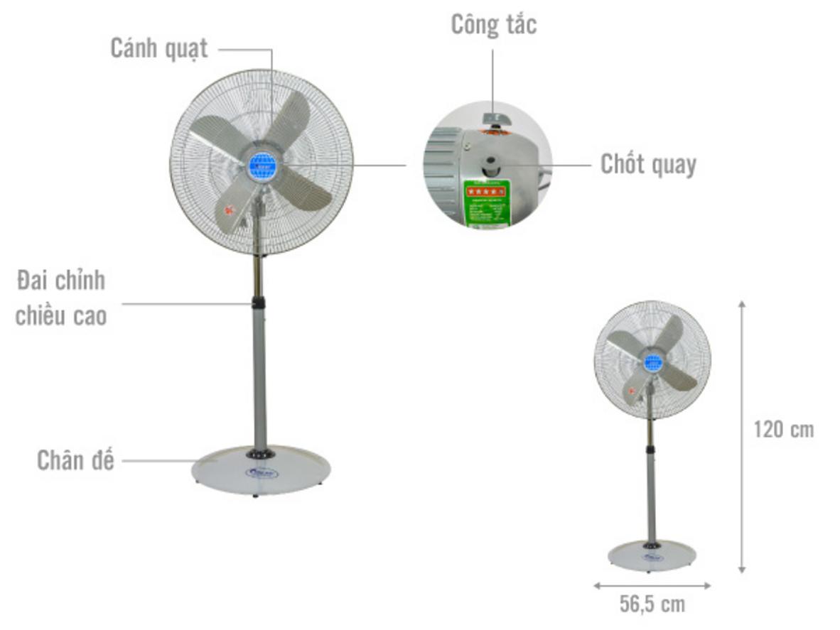 Gió mạnh và phủ rộng cho không gian lớn