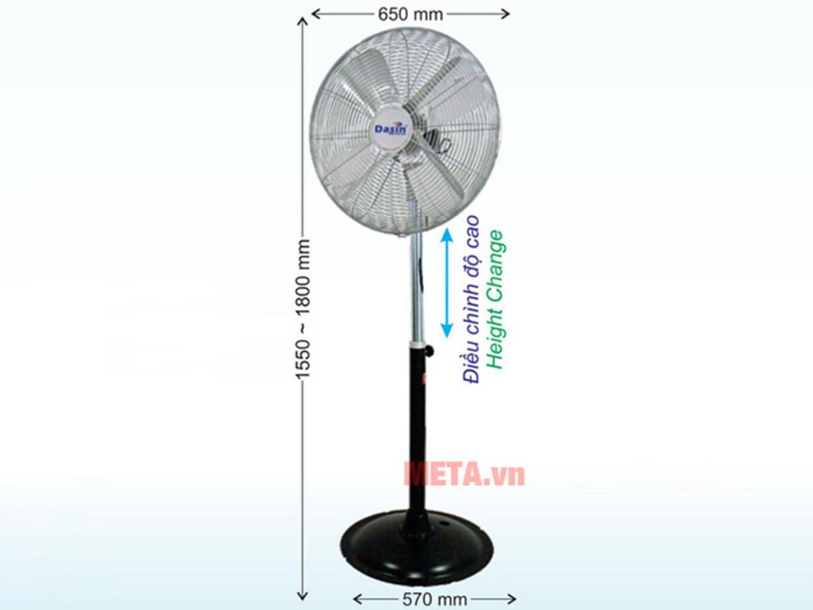 Cánh 60cm, 4 cánh giúp đẩy gió mạnh và xa hơn.