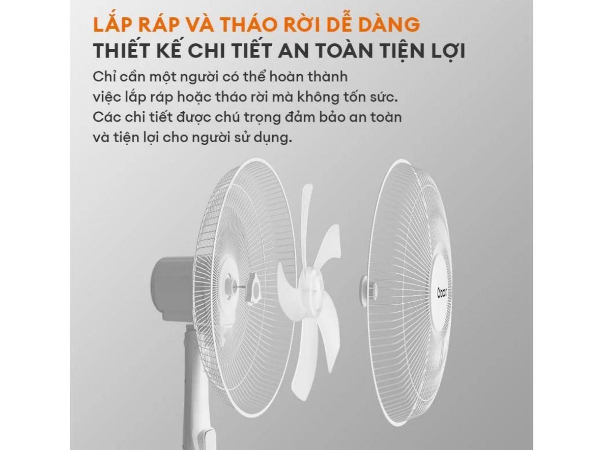 Công suất 45W và sải cánh 345mm giúp làm mát nhanh, đều hơn.