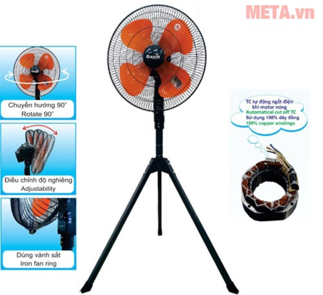 Cánh 45 cm tạo luồng gió rộng cho không gian lớn.