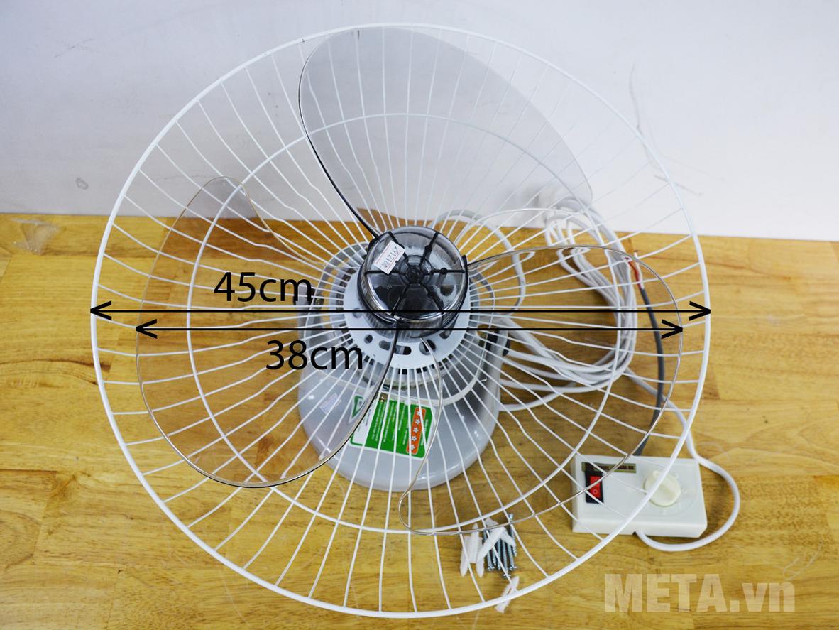 Sải cánh 400mm cho gió phủ đều khắp phòng