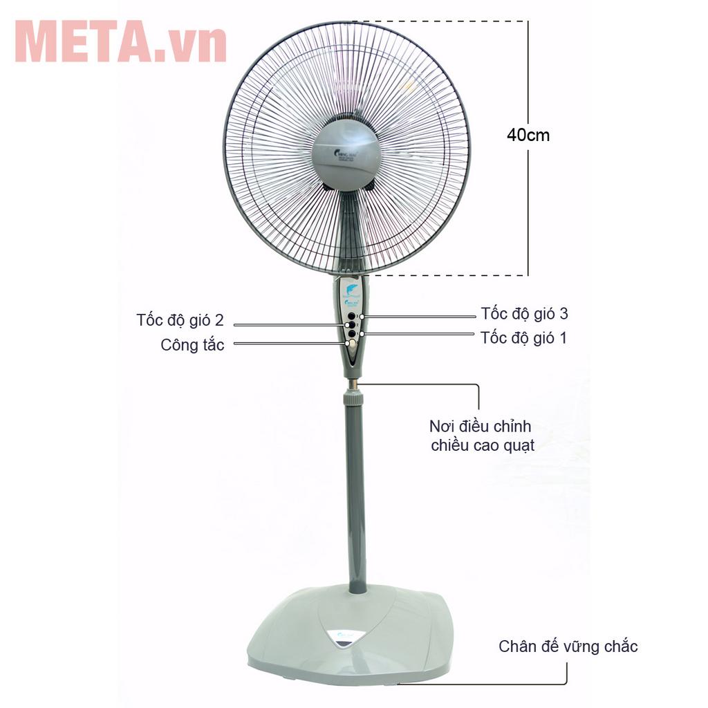 Sải cánh 40cm giúp làm mát hiệu quả hơn