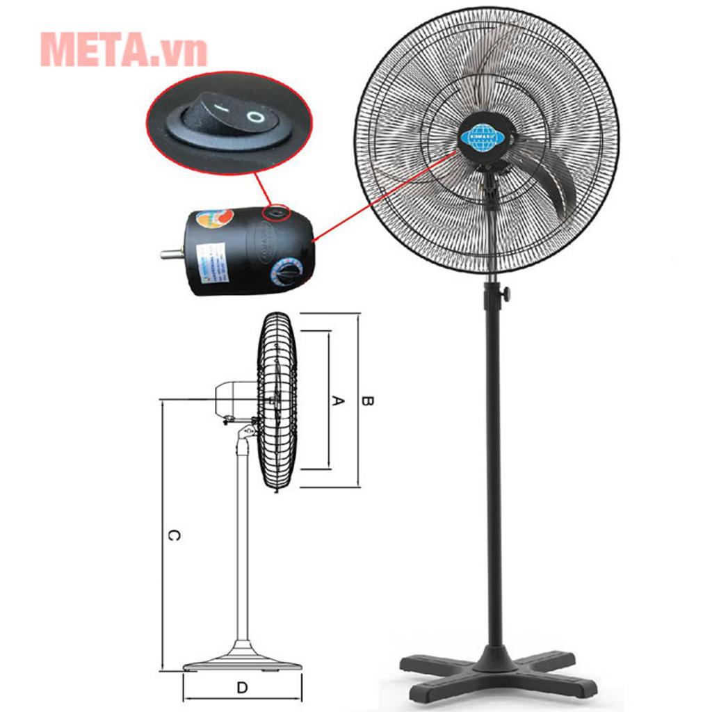 Sải cánh 600mm và 3 cánh quạt tạo luồng gió mạnh, thoáng nhanh.