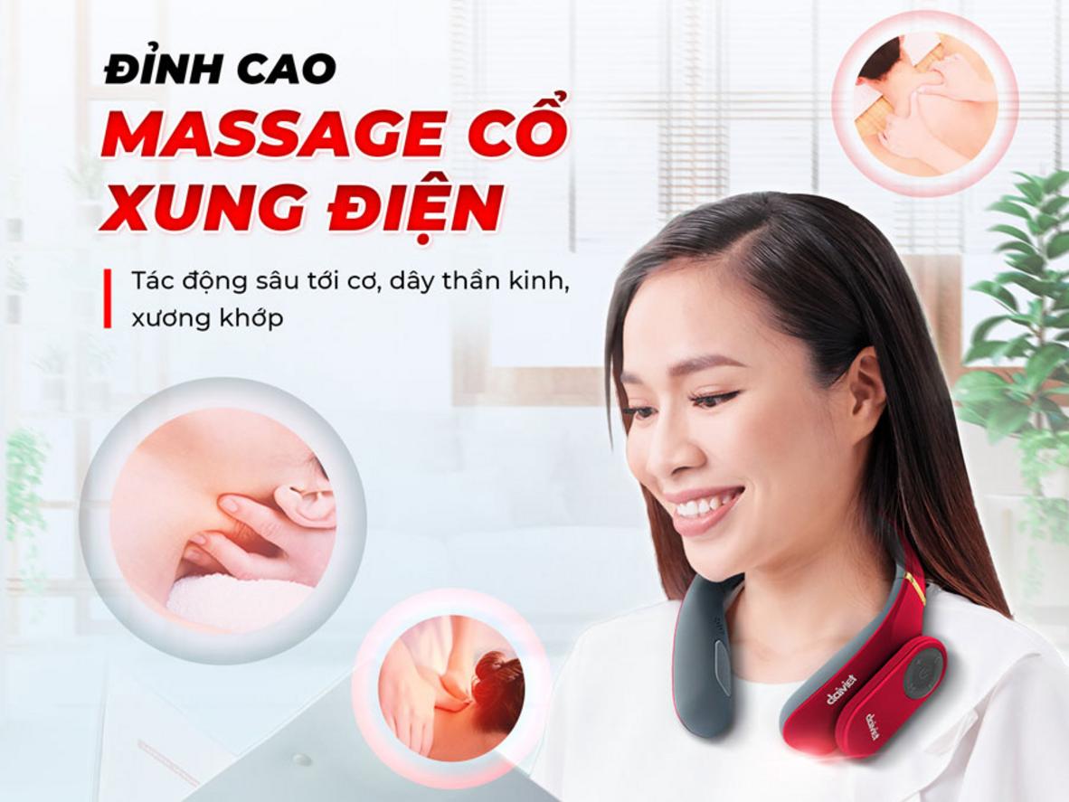 Công nghệ xung điện tần số thấp hỗ trợ thư giãn cổ gáy.