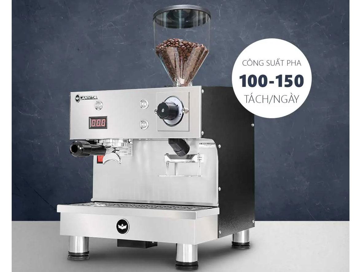 Cấu hình xay và pha tích hợp giúp Lamvita Mio I tối ưu quầy bar nhỏ.