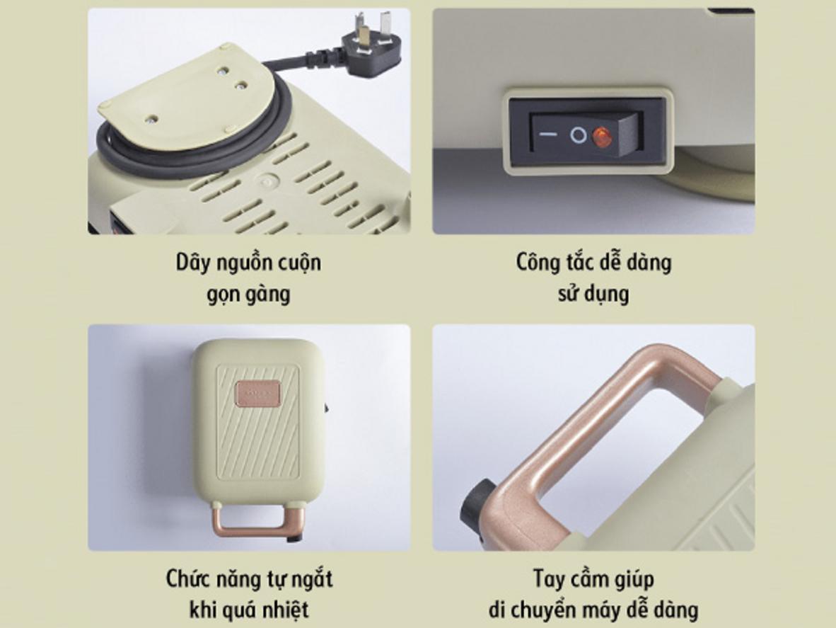 2 thanh nhiệt trên - dưới giúp bánh chín đều và vàng đẹp.