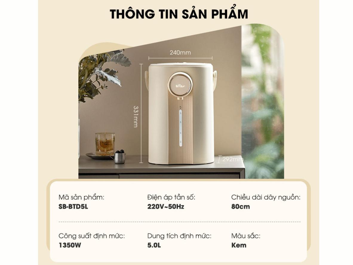 Bình thủy điện Bear SB-BTD5L dung tích 5 lít cho gia đình và văn phòng nhỏ.