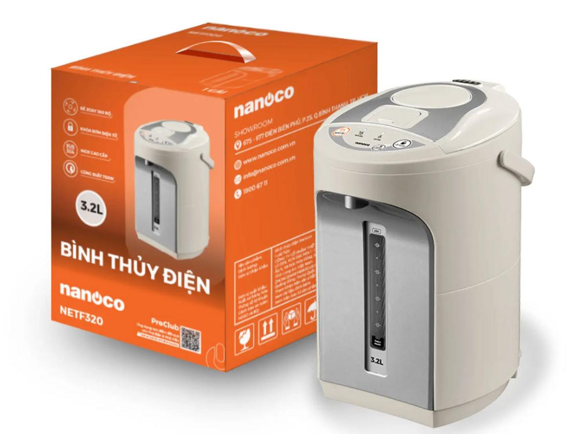 NETF320 có dung tích 3,2 lít và thiết kế gọn vừa cho không gian bếp hoặc văn phòng mini.