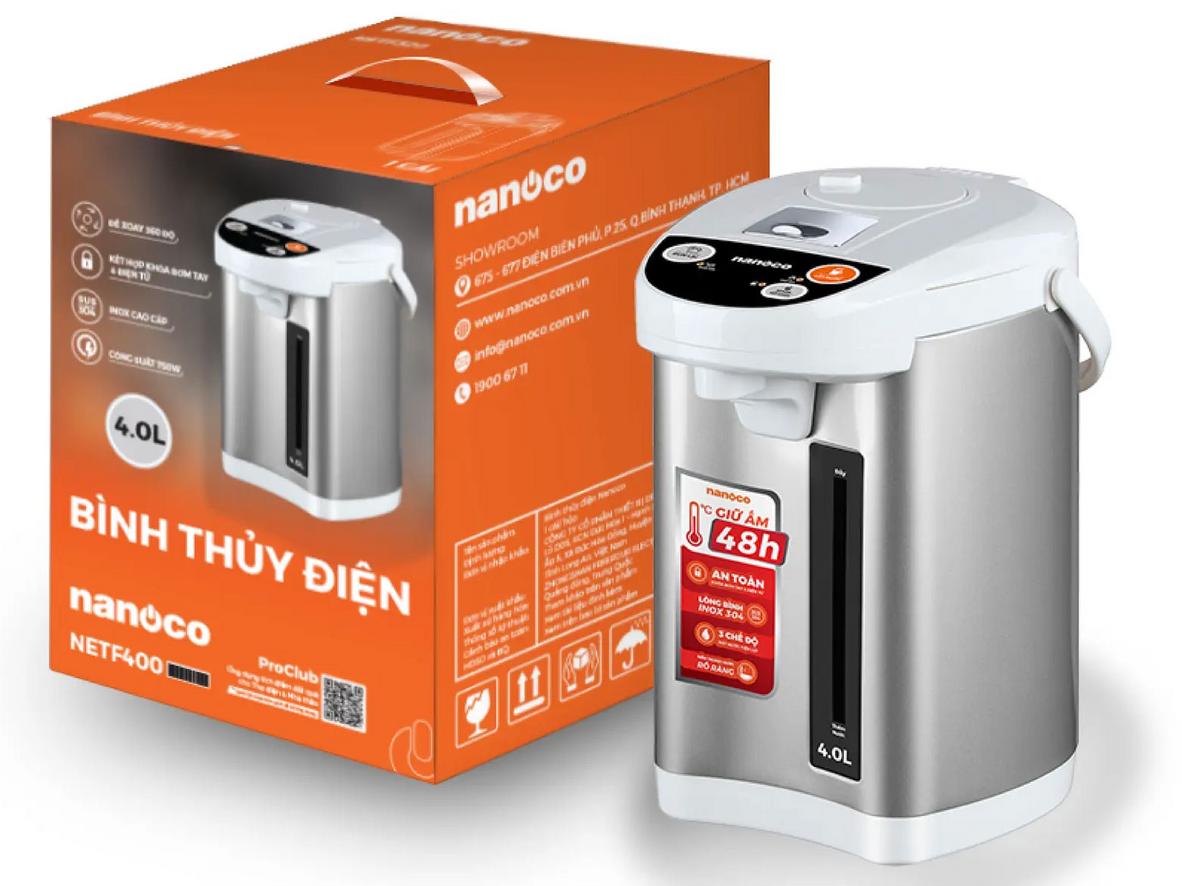 Dung tích 4 lít phù hợp cho gia đình 3–6 người và văn phòng nhỏ.