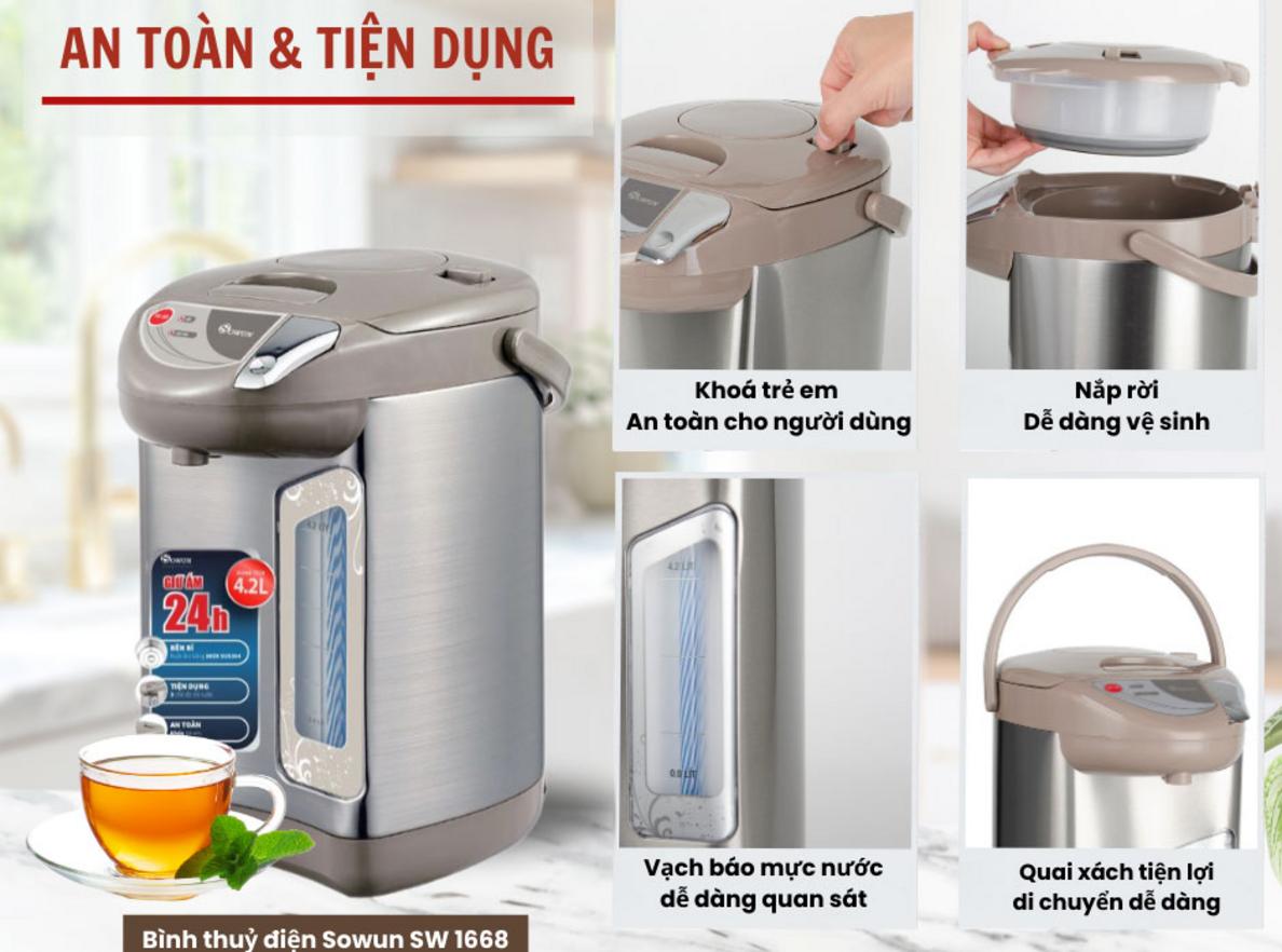 Chân đế xoay giúp rót nước thuận tiện và linh hoạt hơn trong quá trình sử dụng.