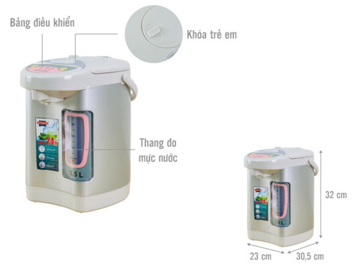 Ruột Inox SUS304 và vỏ ABS giúp tăng độ an toàn, dễ vệ sinh và bền hơn khi dùng hằng ngày.