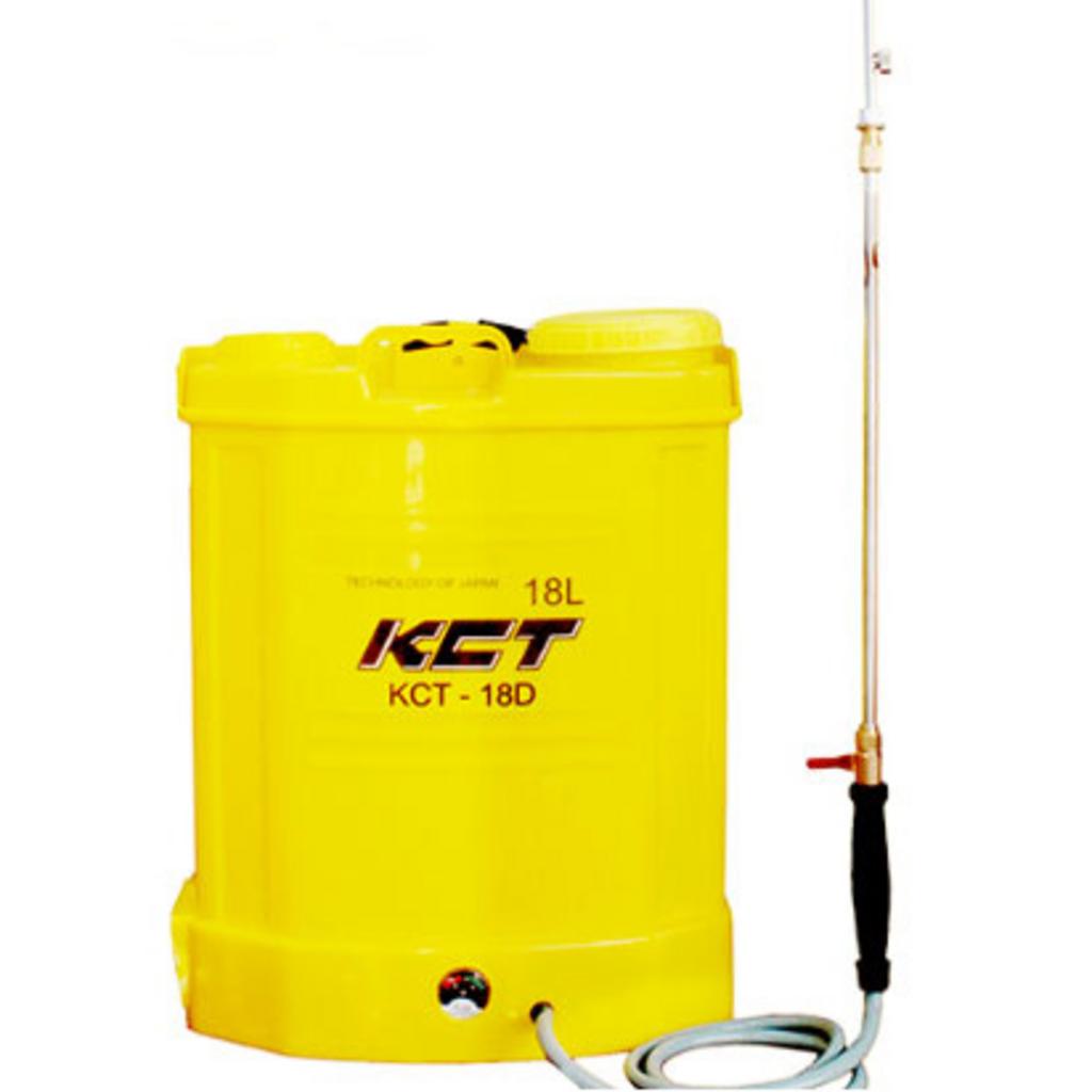 Bình xịt điện KCT 18D thiết kế gọn, dung tích 18 lít, phù hợp phun xịt nông nghiệp phổ thông.