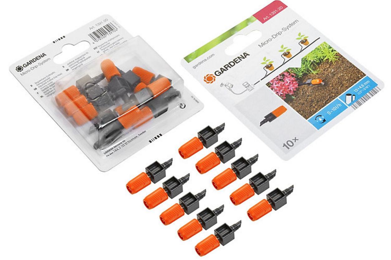 Bộ 10 đầu tưới nhỏ giọt Gardena 01391-20 cho tưới gốc chính xác, gọn gàng.