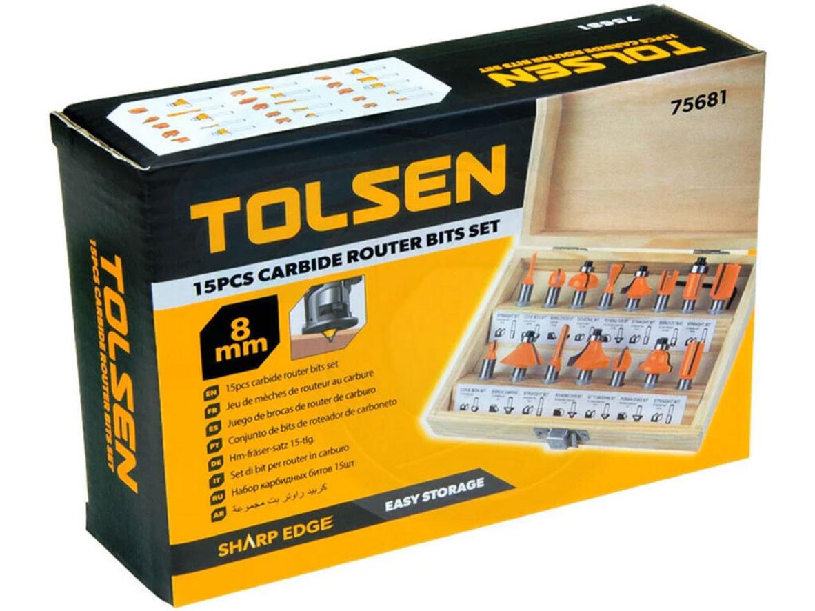 15 đầu mũi đa dạng giúp xử lý nhiều kiểu phay gỗ trong một bộ duy nhất.