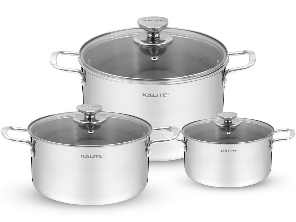 Bộ 3 nồi inox liền khối Kalite KCS366 gồm 3 size linh hoạt cho gia đình.