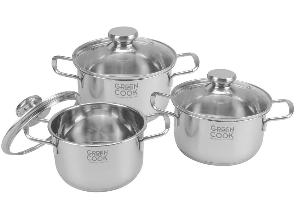 Bộ 3 nồi Green Cook GCS232-T1 gồm 3 size tiện dụng cho nấu ăn hằng ngày.