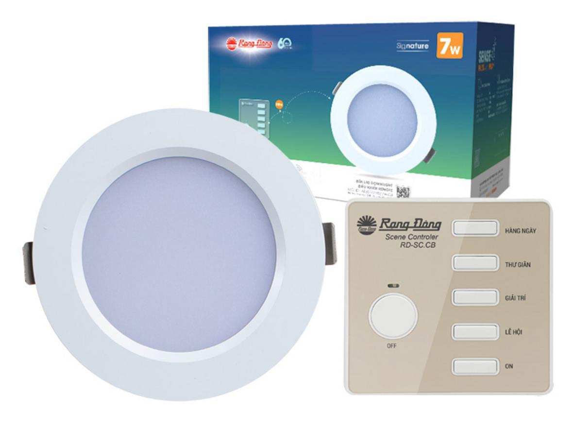 Bộ 4 đèn led âm trần downlight kèm điều khiển Rạng Đông AT20.RM cho không gian nhà ở hiện đại.