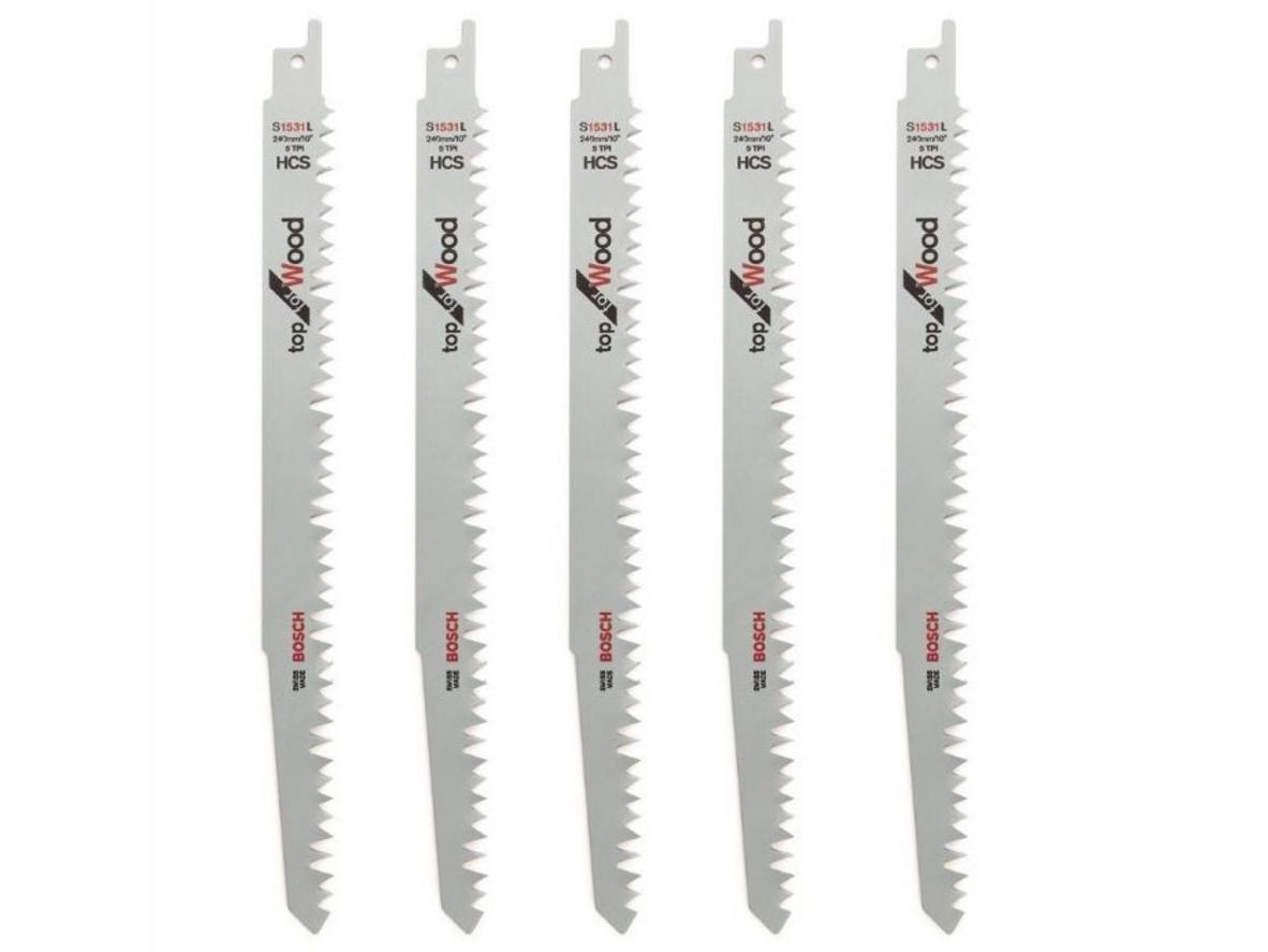 Bộ 5 lưỡi cưa kiếm cắt gỗ tươi Bosch S1531L 2608650676 chính hãng.