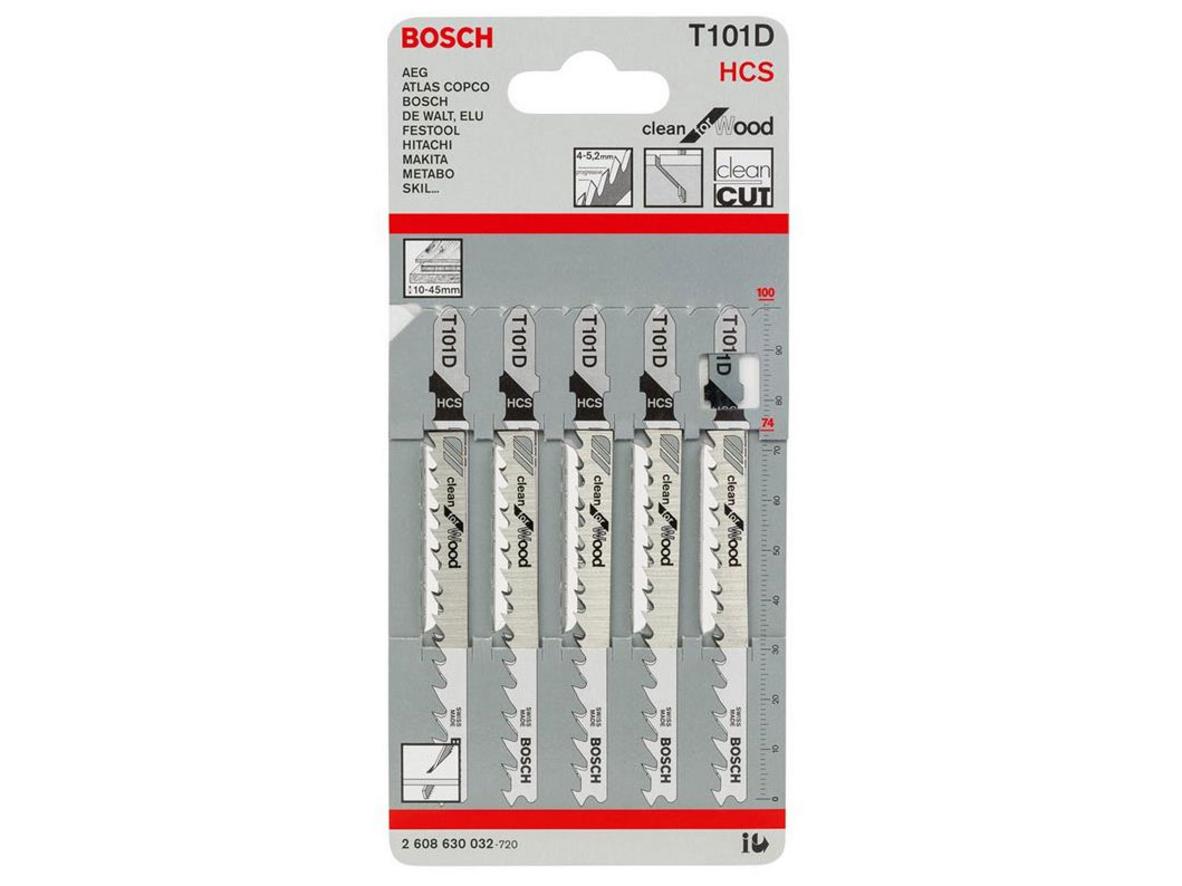Bộ 5 lưỡi cưa lọng Bosch T 101 D - 2608630032 chuyên cắt gỗ sạch, ổn định.