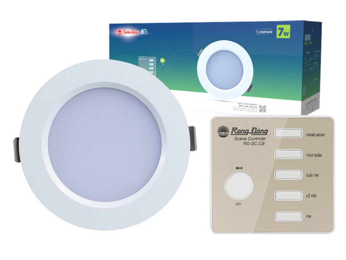 Bộ 6 đèn led âm trần downlight kèm điều khiển Rạng Đông AT20.RM
