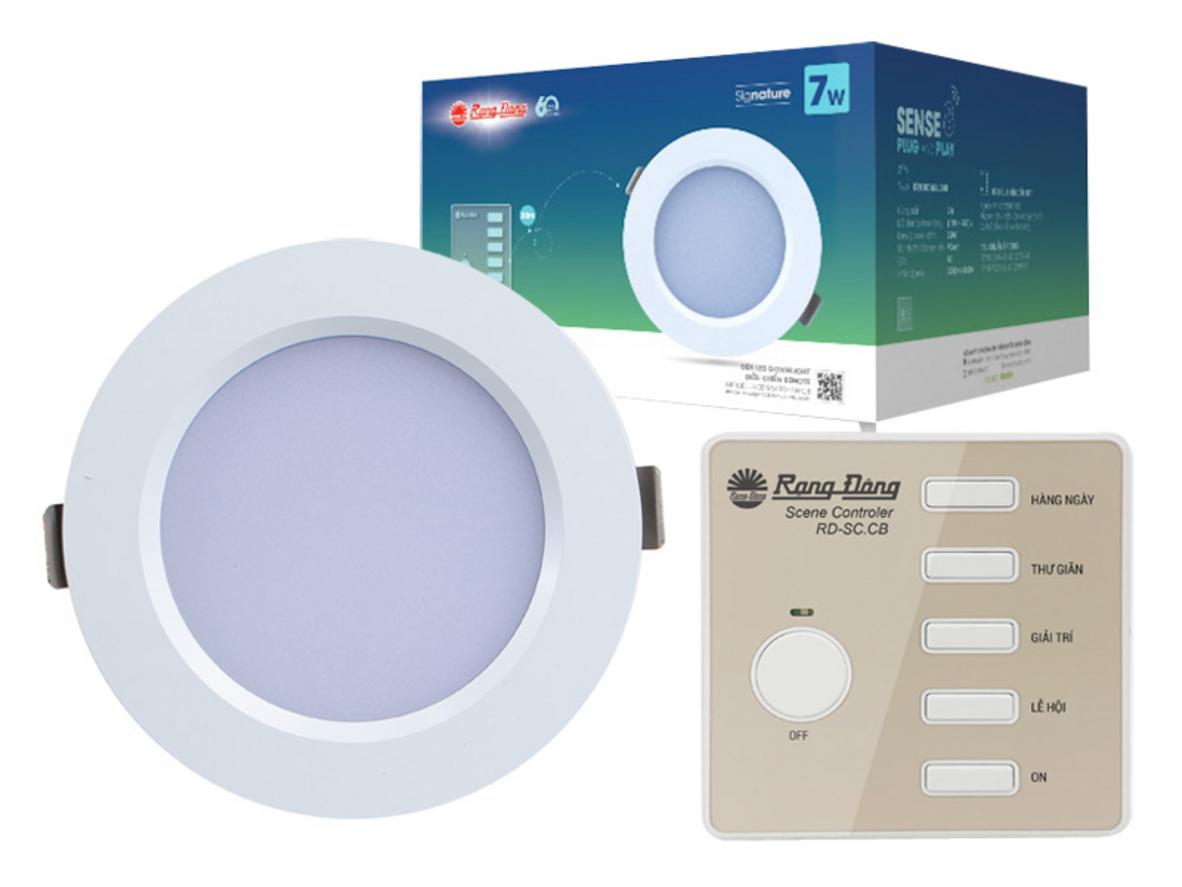 Bộ 8 đèn led âm trần downlight kèm điều khiển Rạng Đông AT20.RM
