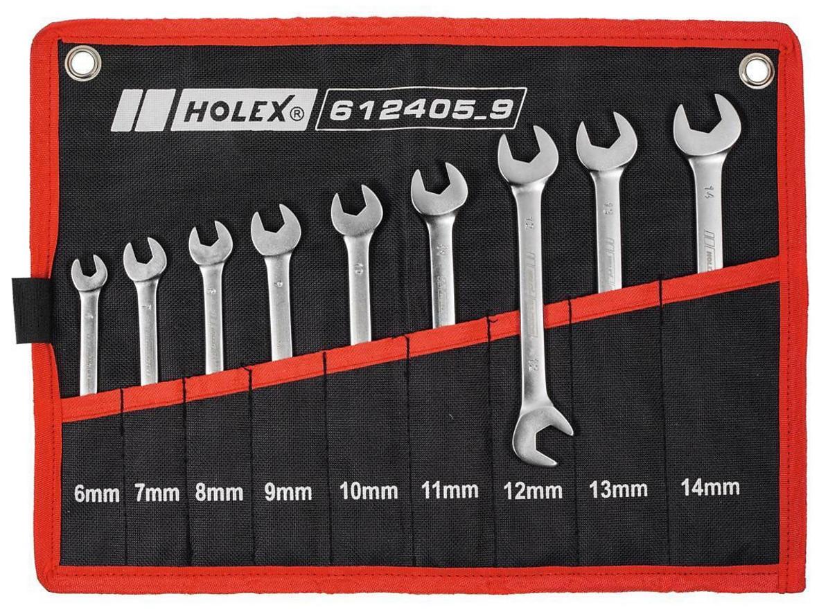 Bộ cờ lê Holex 612405 9 gồm 9 chi tiết, tối ưu cho thao tác trong không gian hẹp.
