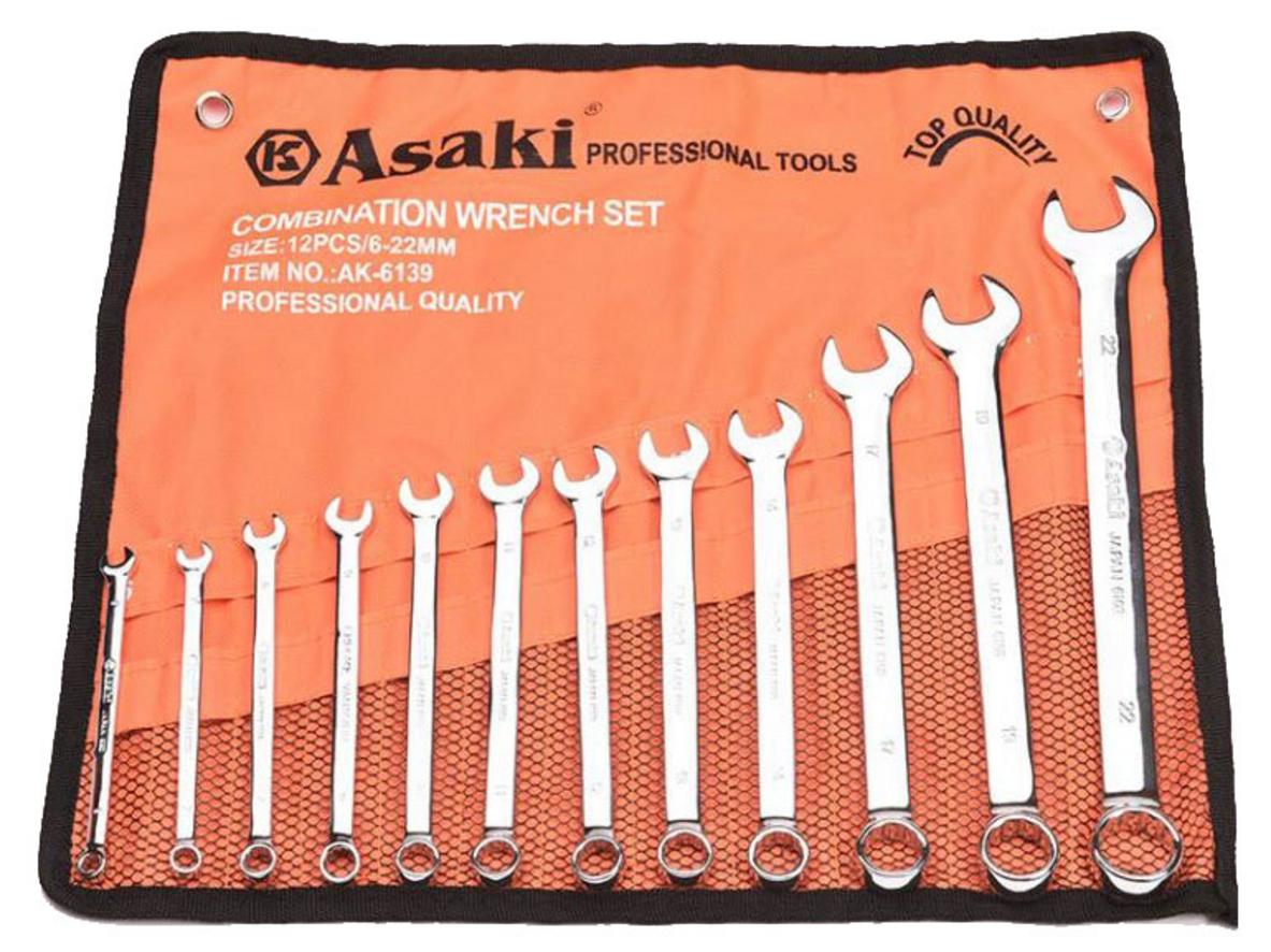 Bộ cờ lê vòng miệng xi bóng Asaki AK-6139 (6mm - 22mm)