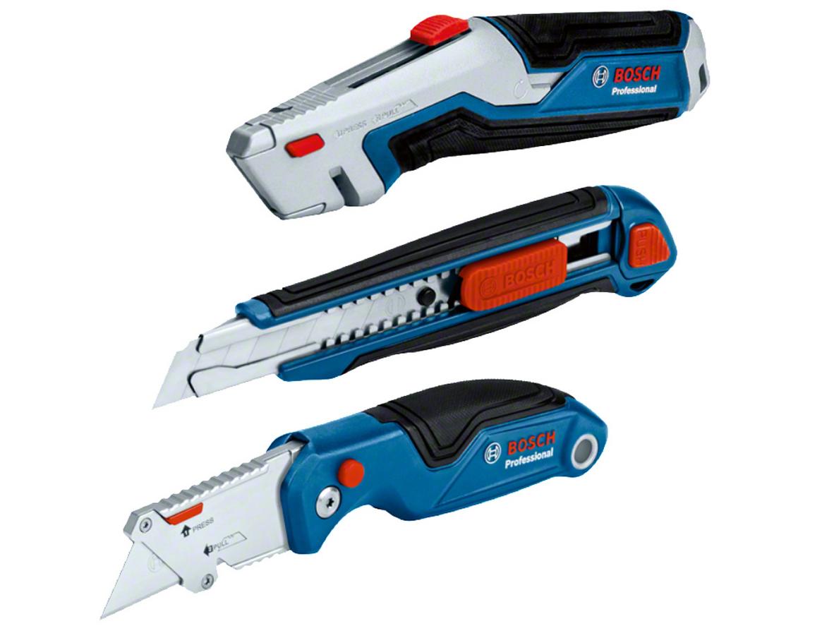 Bộ dao đa năng 3 món Bosch 1600A027M4 gồm 3 dao cắt chuyên dụng cho công việc linh hoạt.