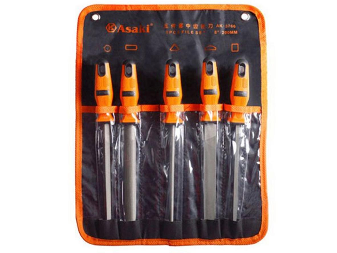 Bộ giũa sắt 5 chi tiết Asaki AK-3767 gồm 5 dạng giũa đa dụng, phù hợp cho mài và hoàn thiện kim loại.