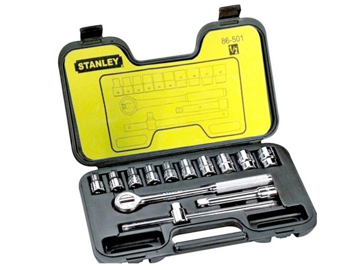 Bộ khẩu 14 chi tiết hệ mét Stanley 86-501 gọn, bền và đủ dùng cho nhiều nhu cầu sửa chữa.