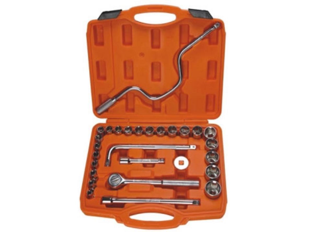 Bộ khẩu Asaki AK-9761 gồm 28 chi tiết, chuẩn 1/2 inch, phù hợp cho nhiều công việc siết mở bu lông.