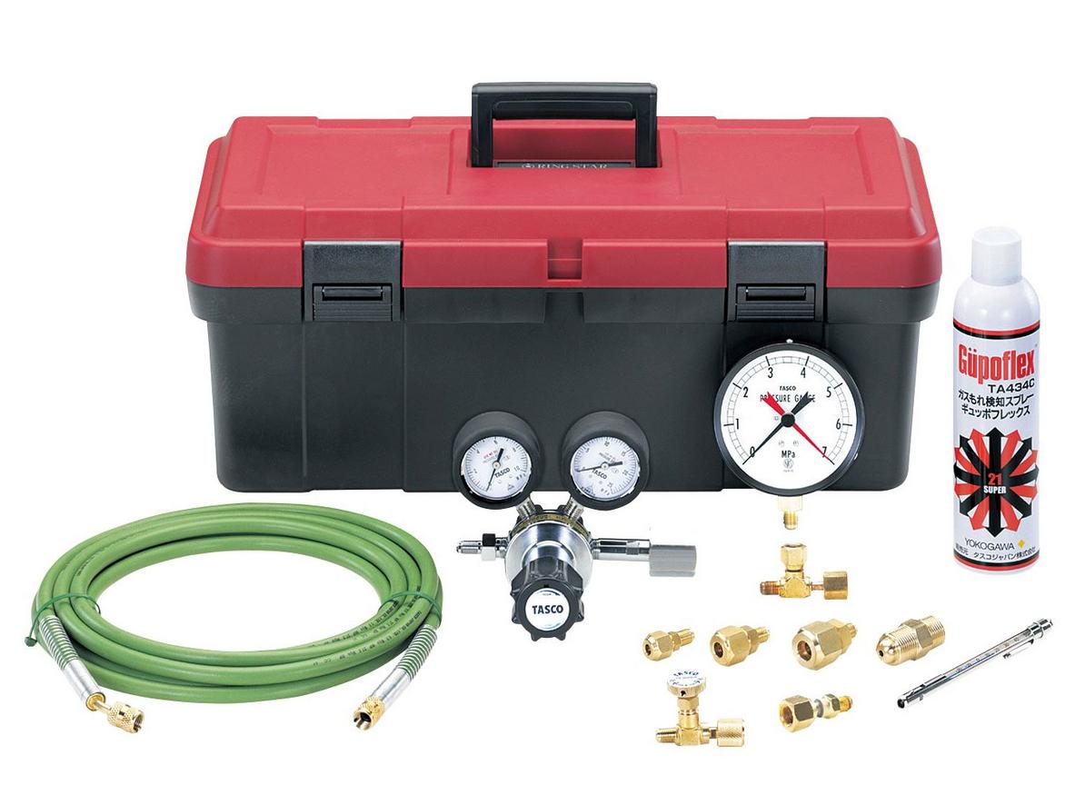 Bộ kít thử kín Tasco TA385BG dùng để kiểm tra rò rỉ hệ thống lạnh bằng khí Nitơ.