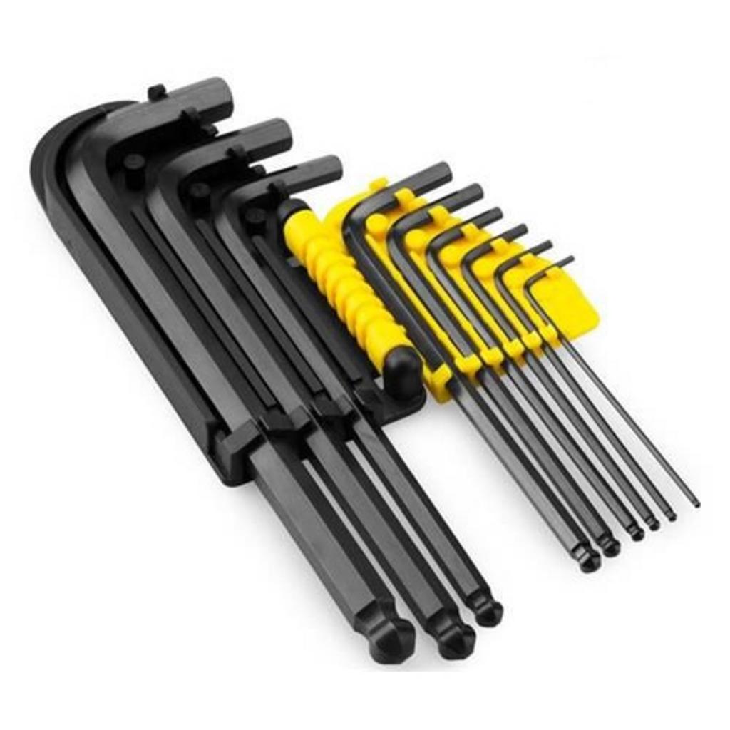 Bộ lục giác 9 cây Stanley 69-256 với 9 size hệ mét và đầu bi linh hoạt.