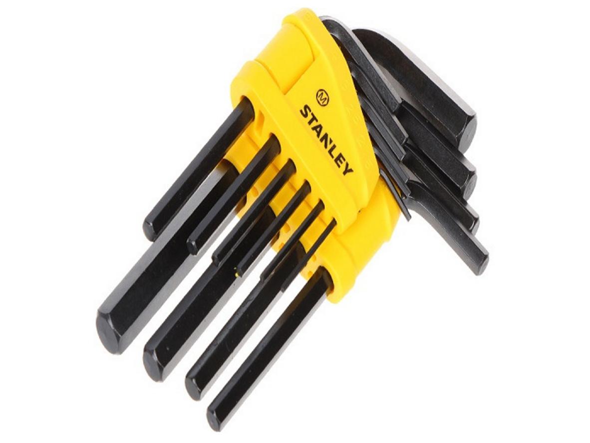 Bộ lục giác thẳng hệ mét Stanley 69-253 gồm 10 chi tiết, size 1.5mm đến 10mm.