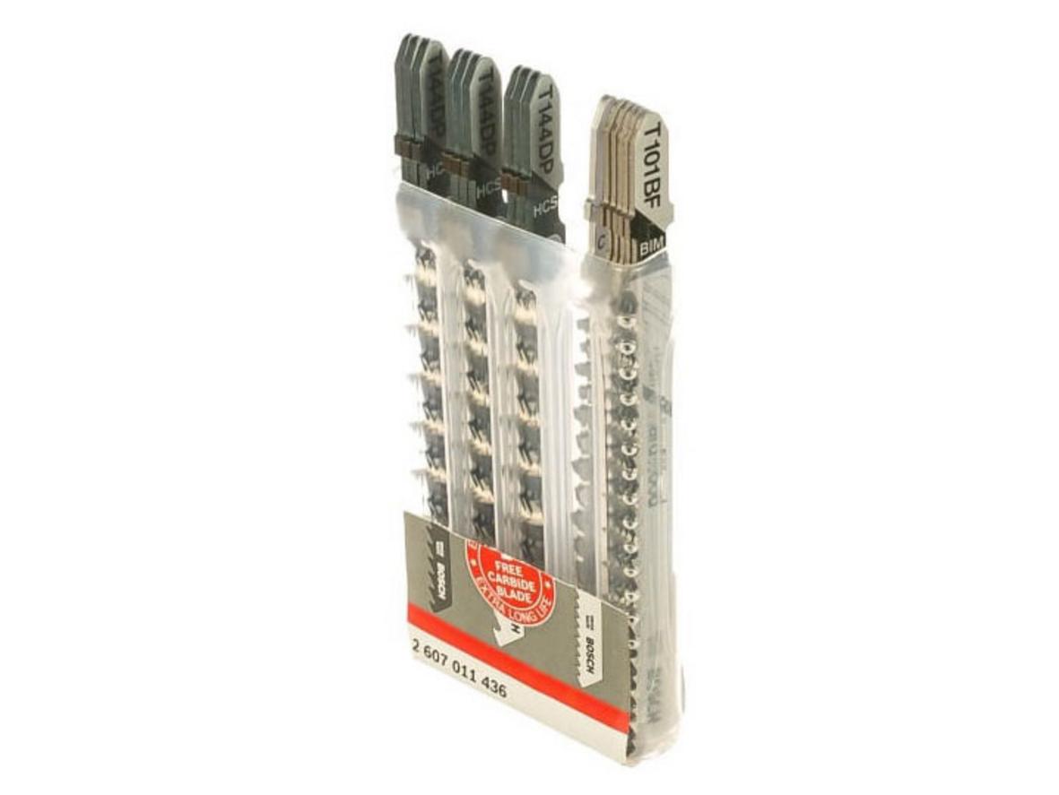 So sánh 3 mã lưỡi trong bộ Bosch 2607011436 theo ứng dụng cắt gỗ.
